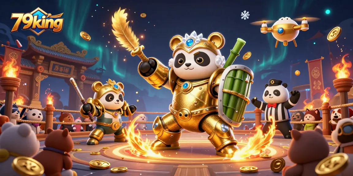 Experience thrilling gameplay with 79king's dynamic casino scene featuring vibrant characters and gold coins.