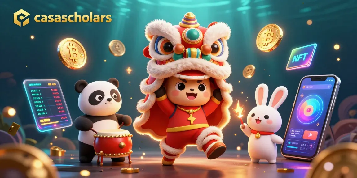 casascholars reveals exciting slot games with lively characters and crypto elements in a vibrant casino scene.