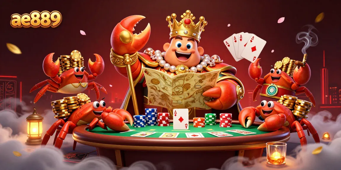 Experience thrilling gameplay at ae889 with a golden crab emperor overseeing a rich casino scene.