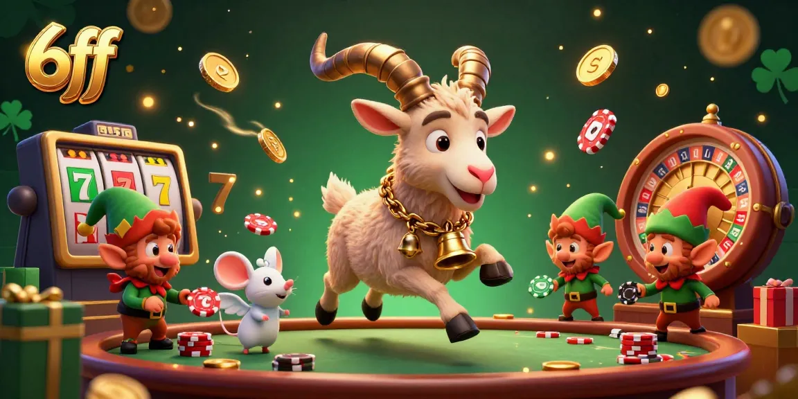Engage with the festive 6ff casino scene featuring Krampus and elf gremlins amidst vibrant slots and characters.