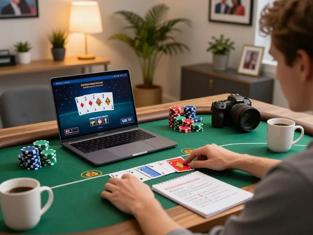 Play poker online at Sunwingo with vibrant setup and strategic notes for better odds.