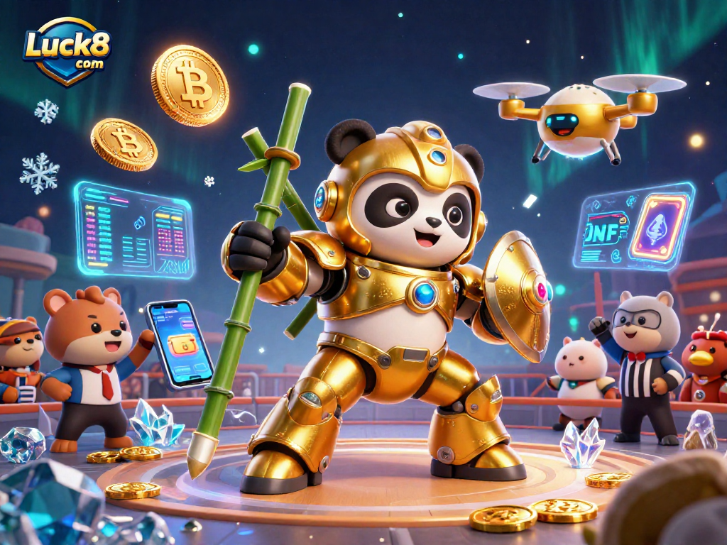 Engage in gaming action with Luck8 com and its vibrant 3D casino-themed illustration.