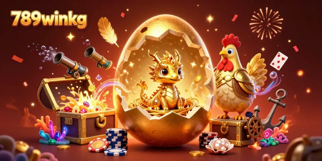 Experience thrilling gaming at 789winkg with a golden dragon and poker chips