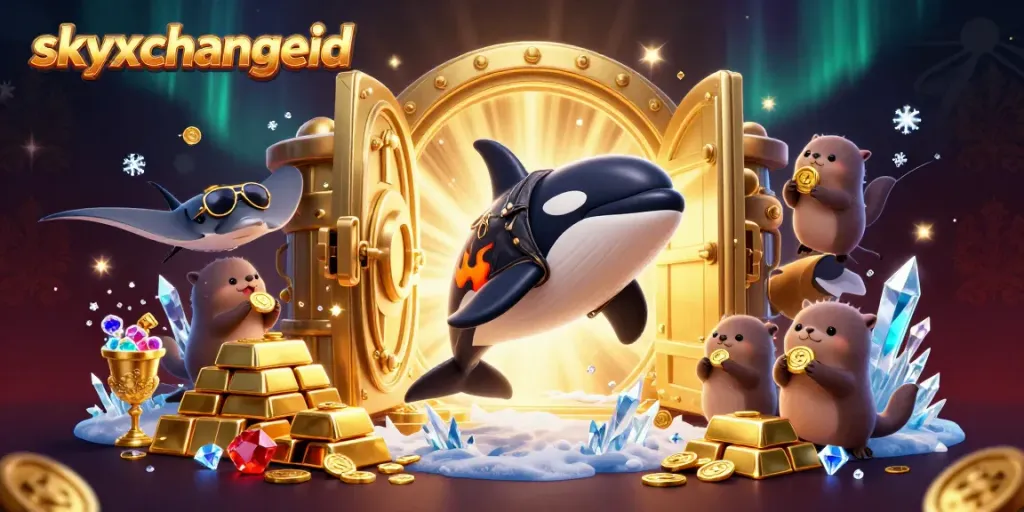 Engage with skyxchangeid by betting with playful characters jumping into a treasure vault of riches.