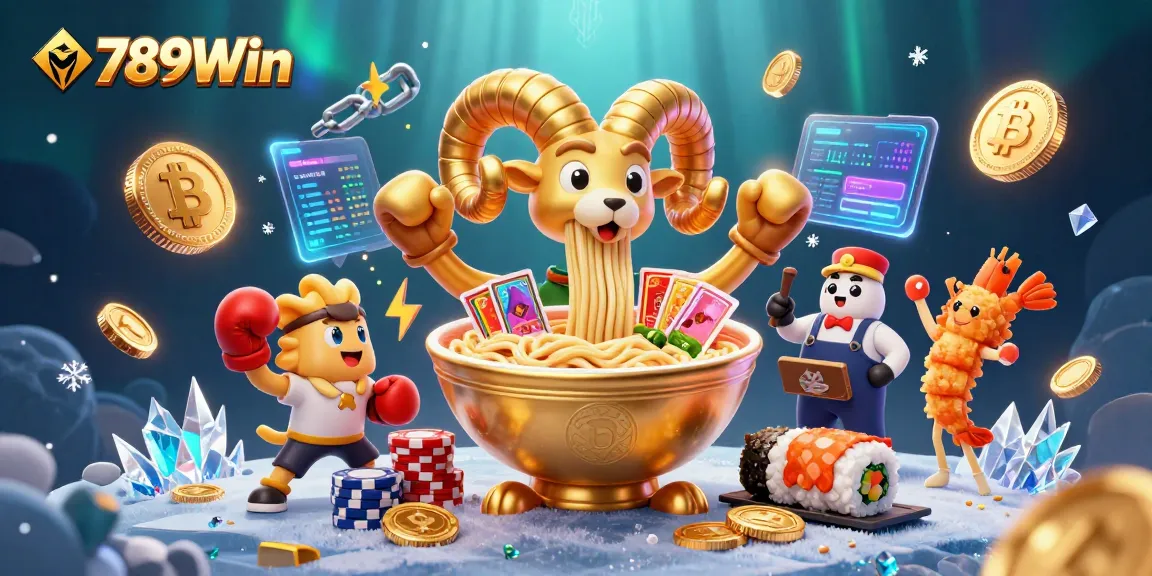 Join the excitement with 789Win as the vibrant ramen bowl dealer stacks chips and deals cards!
