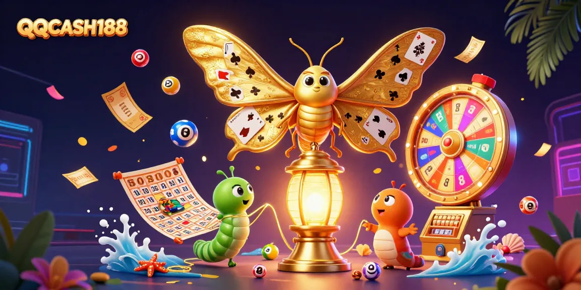 Experience the excitement of QQCASH188 with dynamic lottery elements and vibrant casino visuals.
