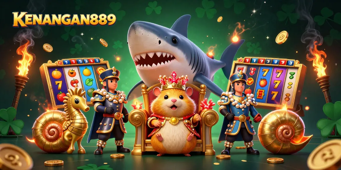 Spin the reels at KENANGAN889 with a golden hamster king commanding a vibrant casino scene