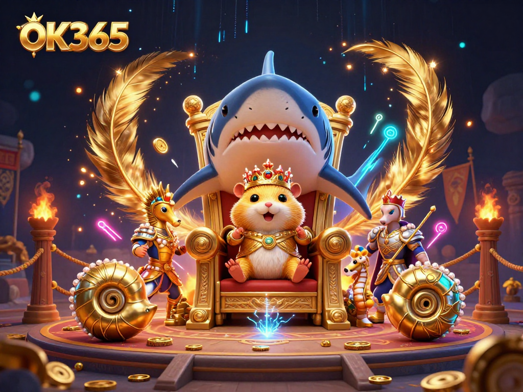 Join the excitement at OK365 with golden hamster king in a vibrant 3D casino realm.