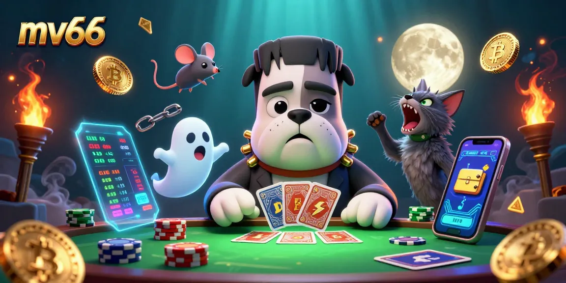 Join the mv66 gaming experience with vibrant 3D casino characters and crypto elements.