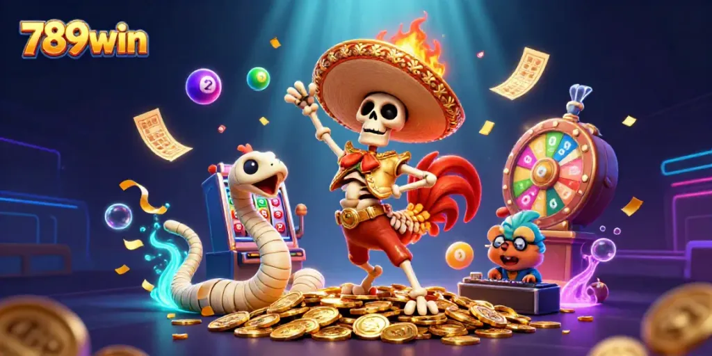 Experience thrilling wins with 789win's colorful jackpot scene, showcasing engaging gaming elements in a vibrant casino.