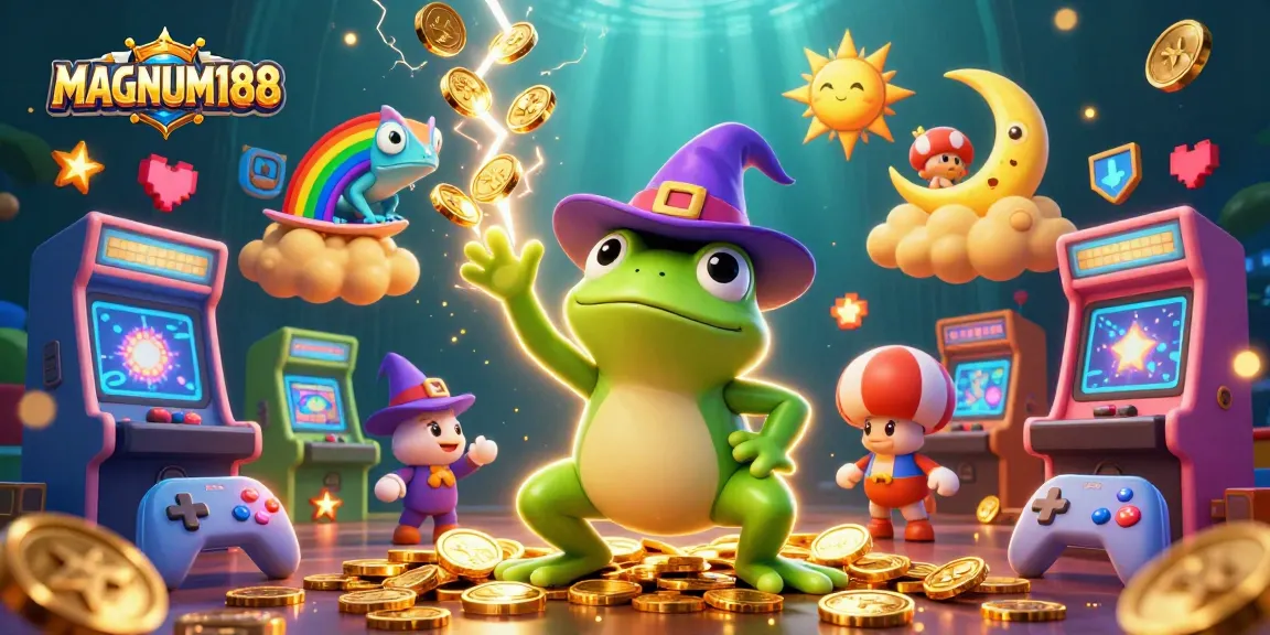 Experience thrilling jackpots with MAGNUM188's vibrant gaming adventure in a magical scene.
