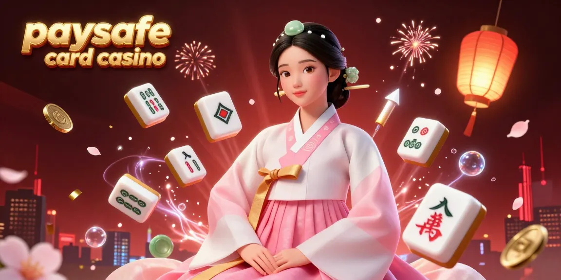 Szene eines Paysafe Card Casinos mit einer eleganten asiatischen Frau mit einer Jadestecknadel, umgeben von dynamischen Casino-Elementen, die das Wesen des Online-Glücksspiels einfangen.