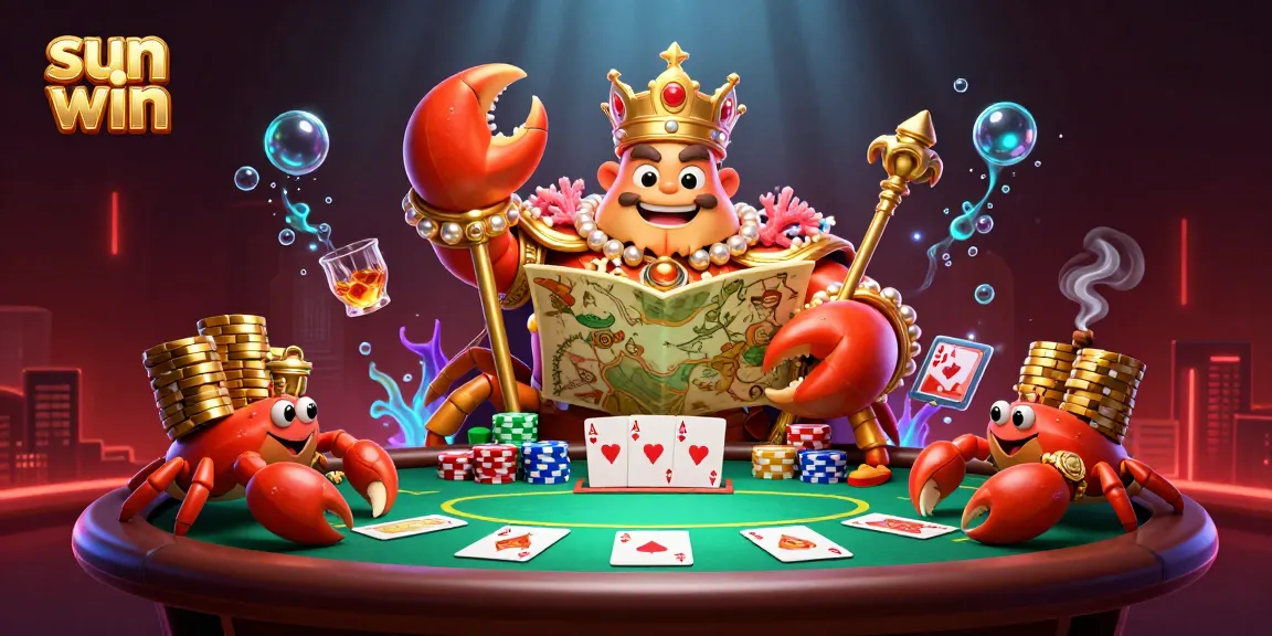 Experience thrilling game dynamics at sun win with the golden crab emperor in a vibrant casino scene.