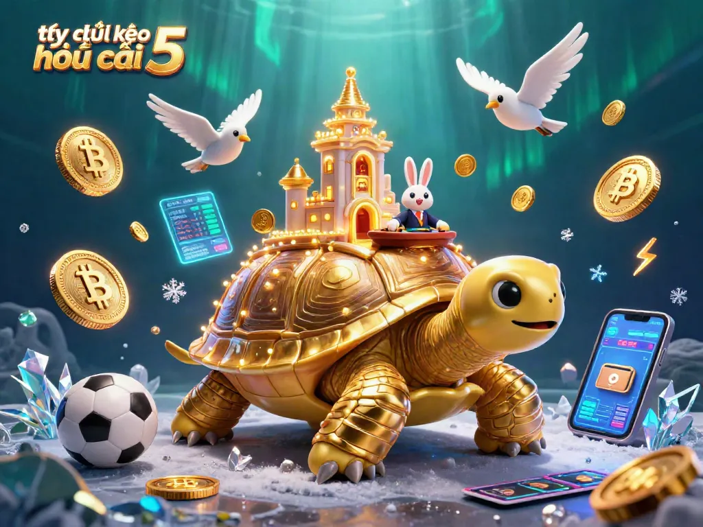 Bet on the tỷ lệ kèo nhà cái 5 as a rabbit dealer guides with golden coins and sports elements.