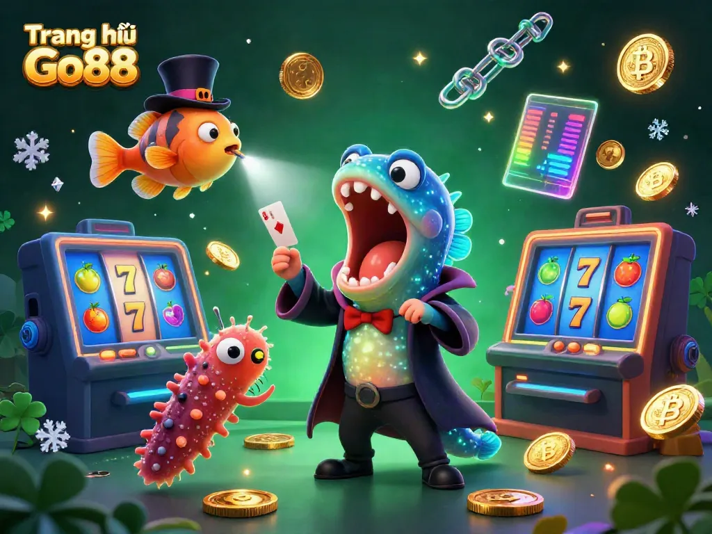 Experience the thrilling slots and games at Trang chủ Go88 with vibrant casino characters and digital excitement.
