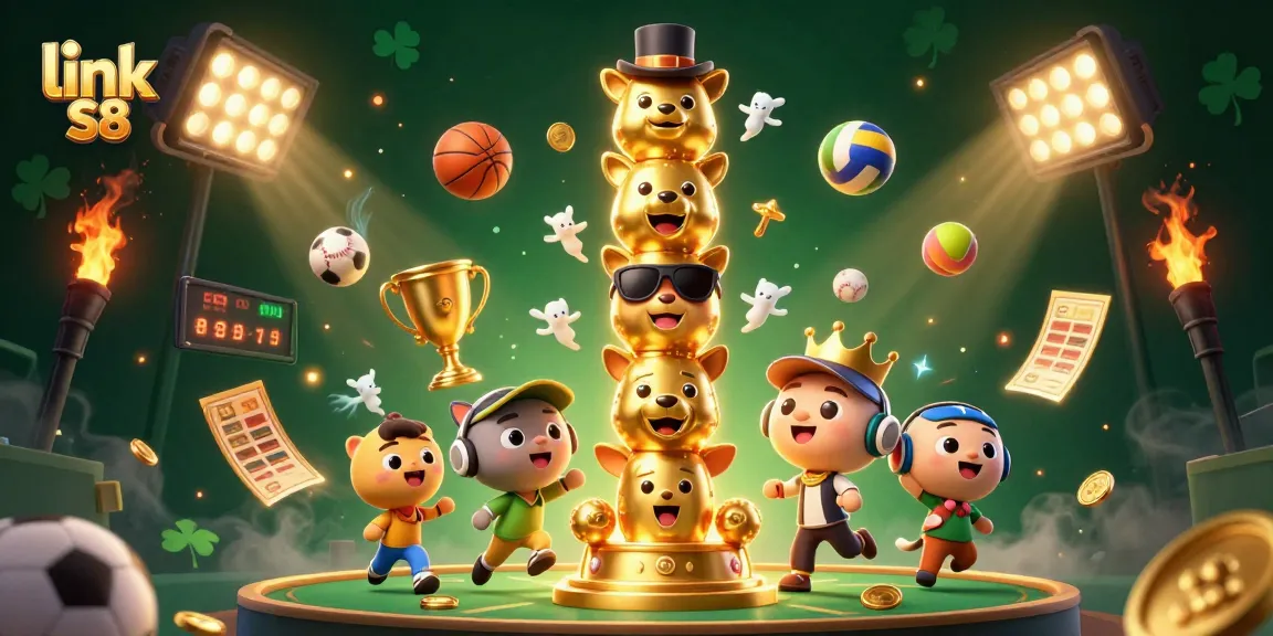 Engage with the vibrant link S8 casino world featuring dynamic sports elements and a lively golden totem.
