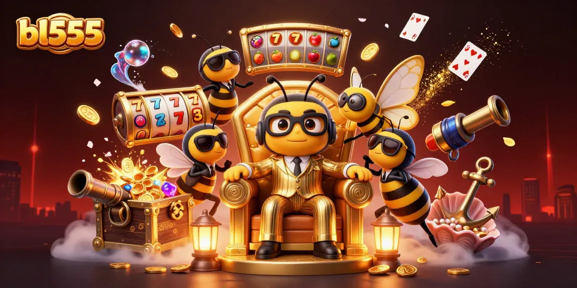 Experience the excitement at bl555 with a vibrant bee mob boss and dazzling casino elements.