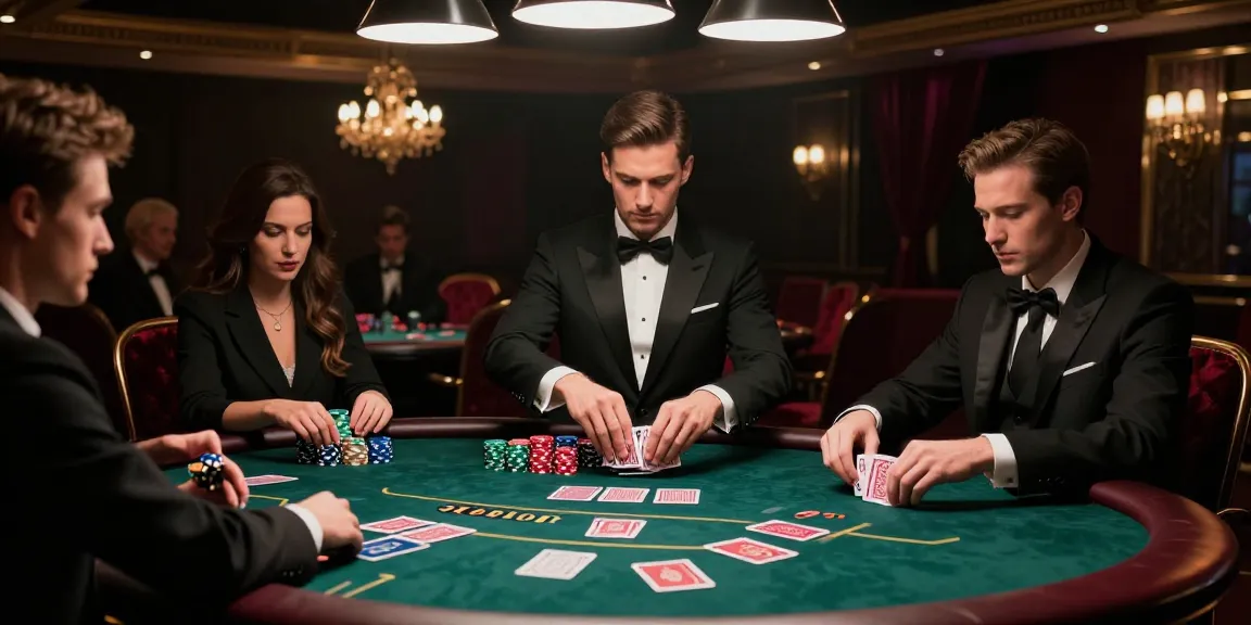 High-stakes poker game at ok 8386 casino with players immersed in action.
