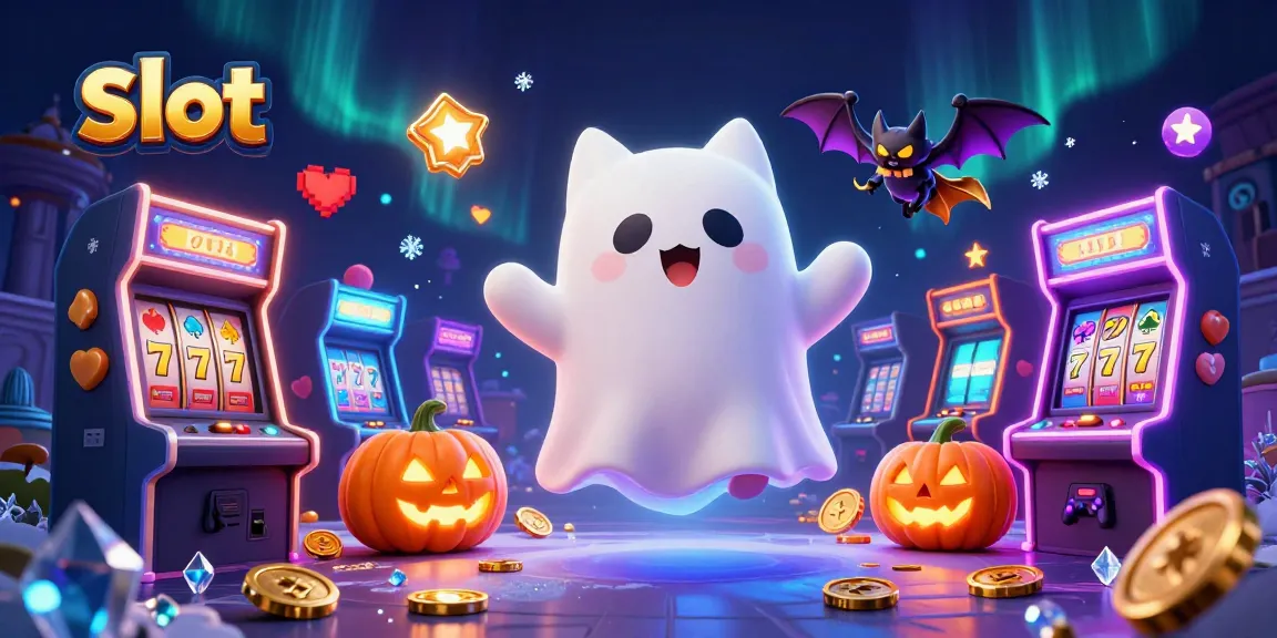 Spin the reels of slot machines with a ghostly cat exploring a haunted casino.