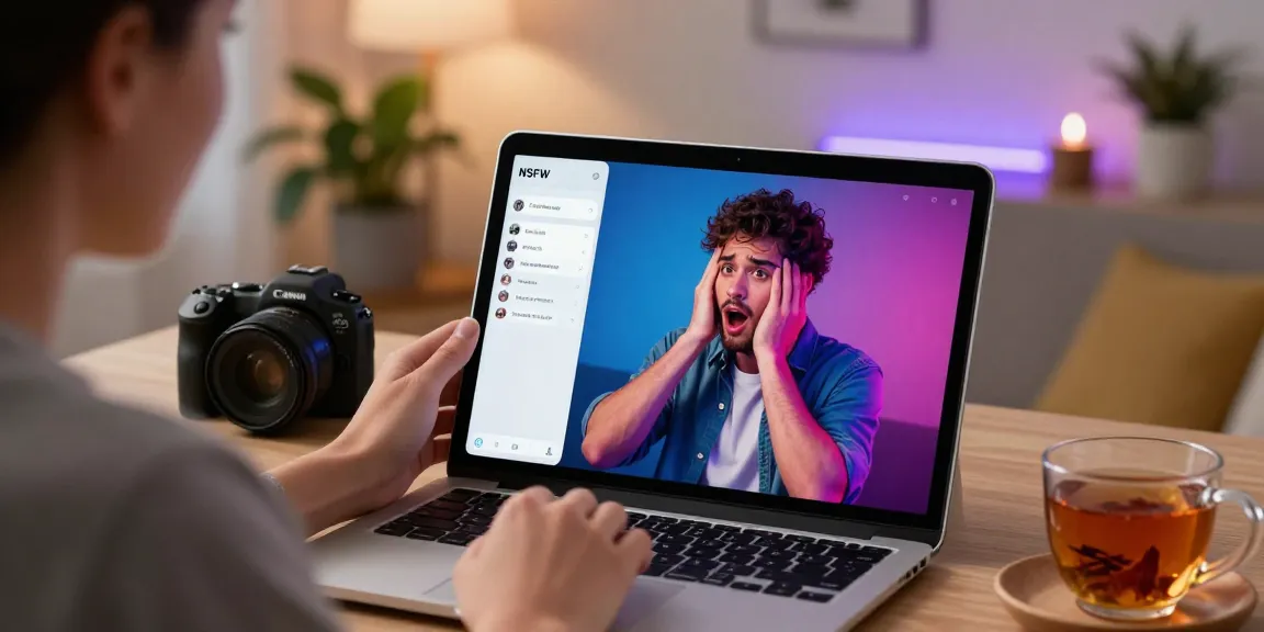Engaging with nsfw ai character in a cozy home office scene with dynamic visuals.