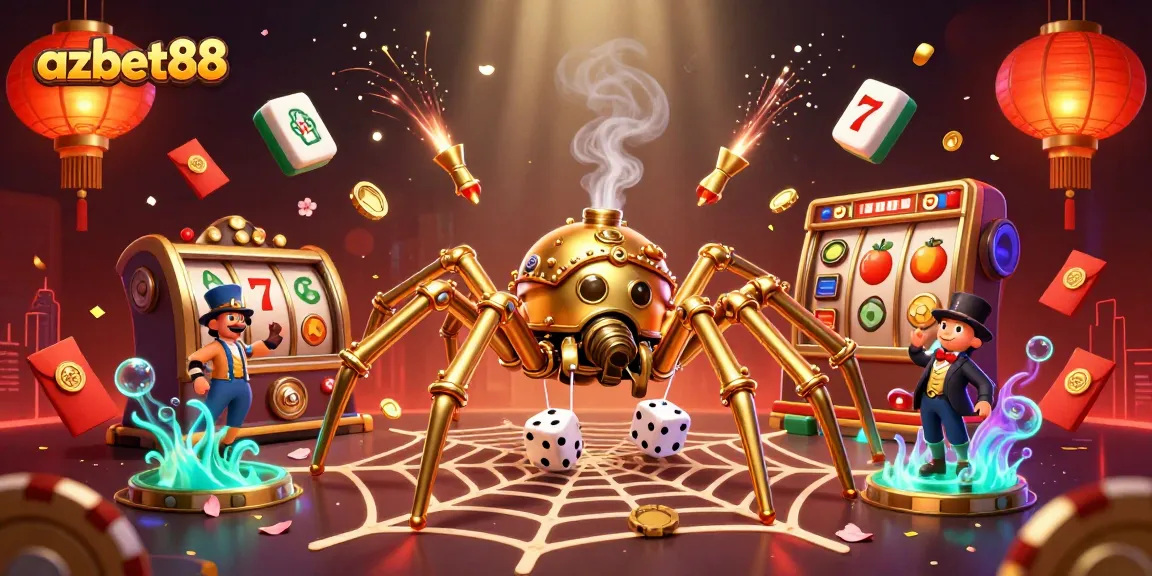 Experience the thrilling atmosphere of azbet88 with a detailed 3D casino scene featuring games and vibrant elements.