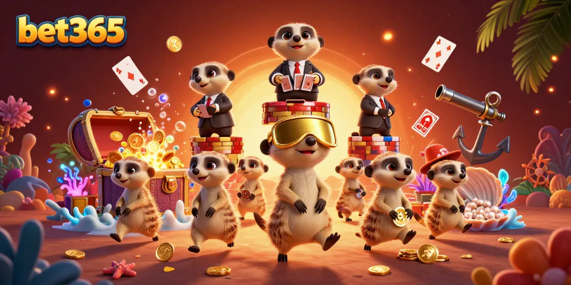 Experience the excitement of betting on bet365 with a vibrant, animated meerkat casino scene.