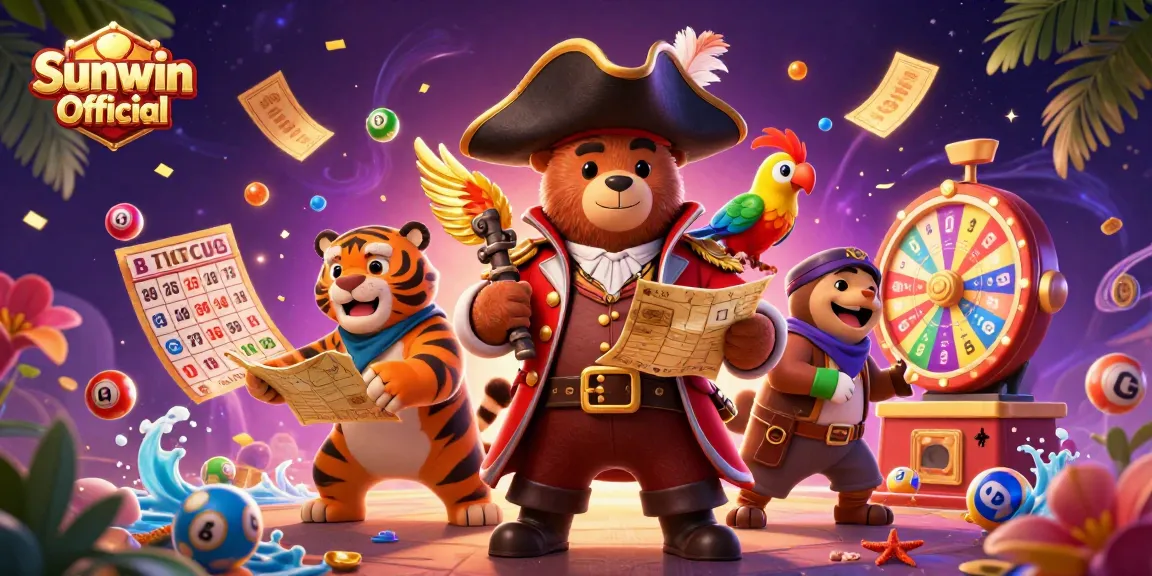 Engage with Sunwin Official in a thrilling 3D casino adventure with vibrant lottery elements.