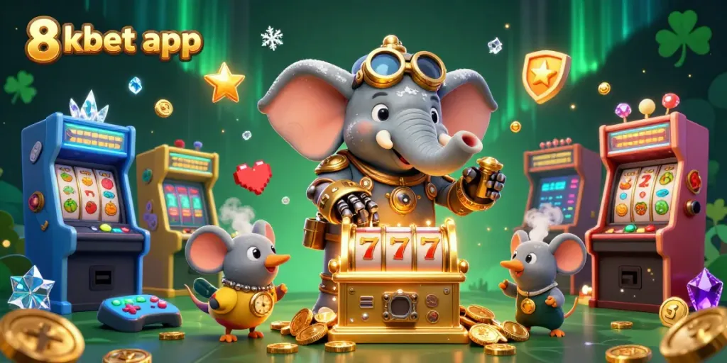 Experience the excitement of the 8xbet app with dazzling slot machines and charming steampunk characters.