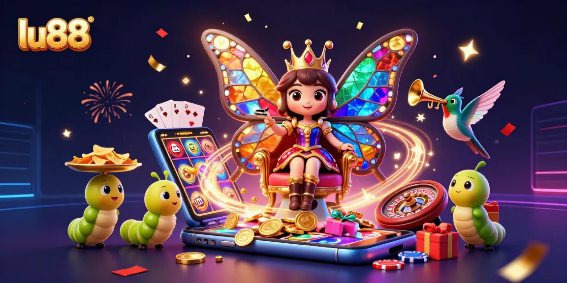 Experience thrilling wins at lu88 with a vibrant casino scene featuring a flower throne and exciting game elements.