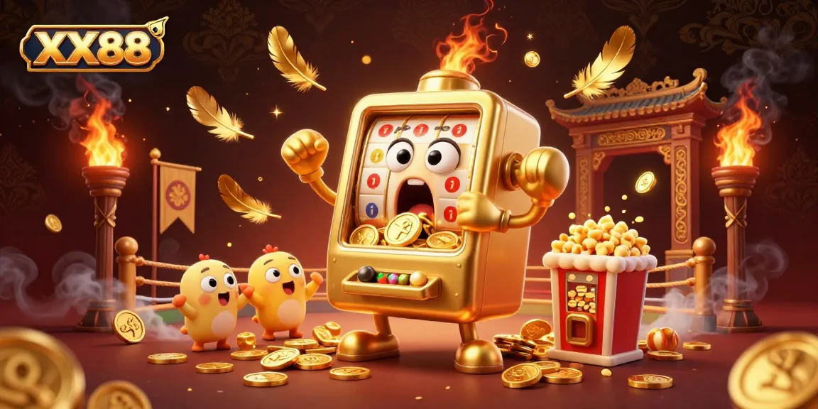 Experience exciting wins at XX88 with golden slot machines and vibrant animations.