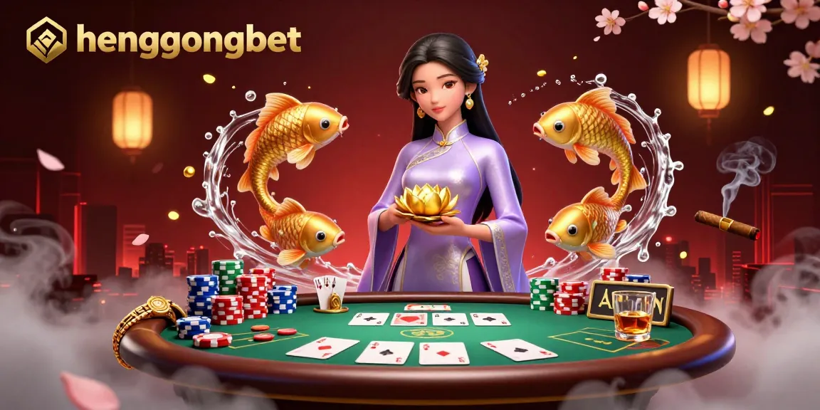 Experience thrilling gameplay at hengongbet with vibrant poker action amidst gold koi and elegant design.