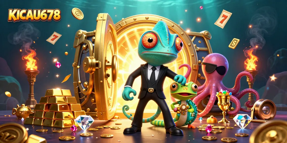 KICAU678 spins the reels with the secret agent chameleon and tech-gecko while treasures burst forth.