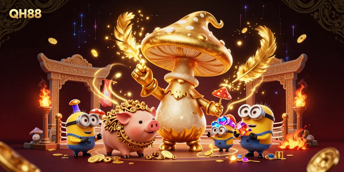 Experience thrilling gameplay at QH88 with our vibrant casino illustration showcasing a magical scene of gaming excitement.