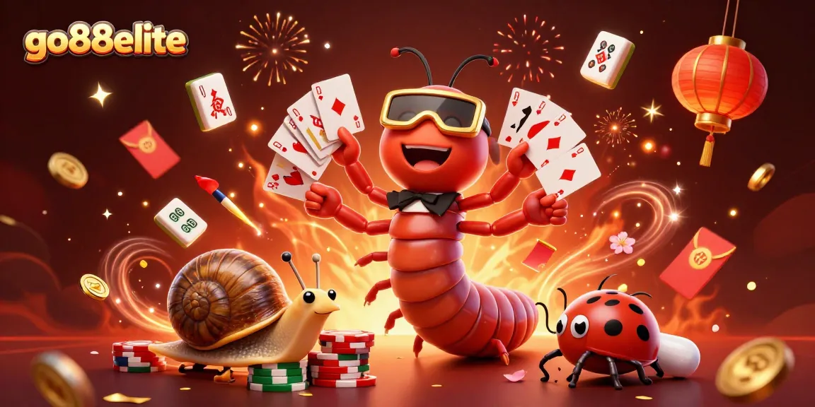 Engage with go88elite in this vibrant casino scene featuring a millipede dealer and exciting gameplay elements.