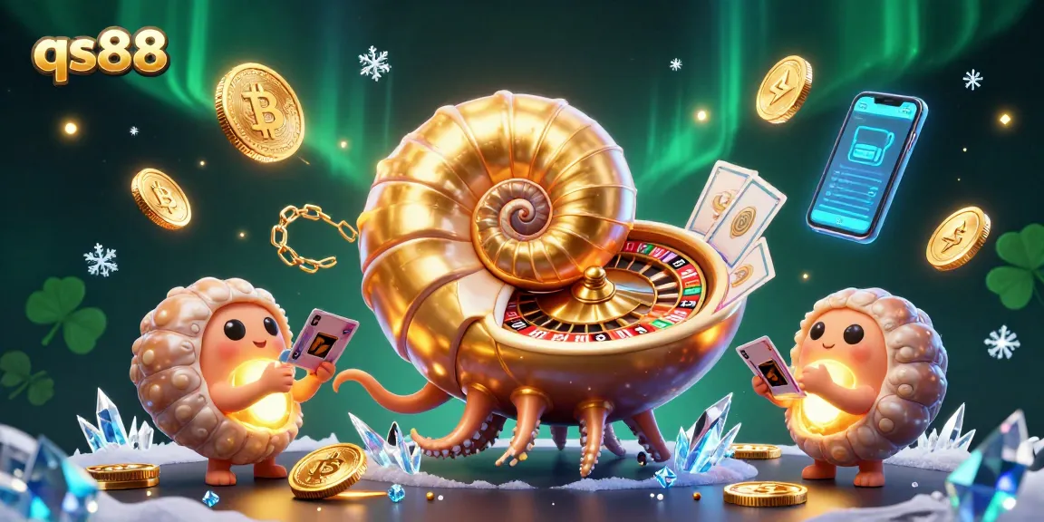 Experience the excitement of gambling with qs88 in a vibrant, 3D casino-themed illustration showcasing rich details.
