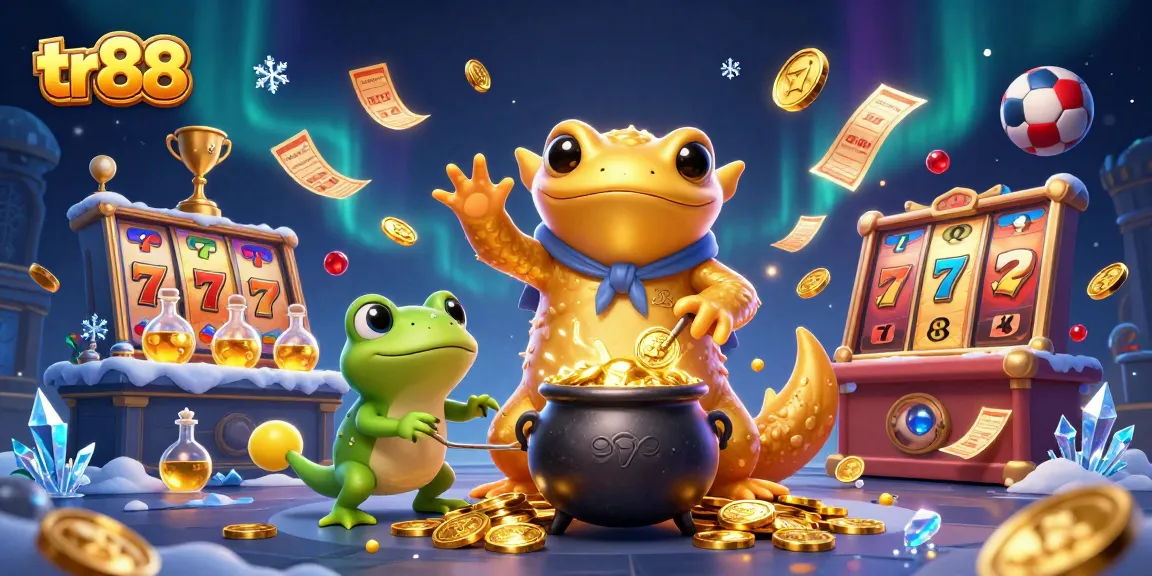 Experience thrilling gameplay at tr88 with a dynamic 3D illustration showcasing online casino excitement.